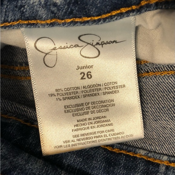 Jessica Simpson Women’s Size 26 Jean Shorts Palm Trees Stretch Raw Hem Beach - Picture 7 of 12